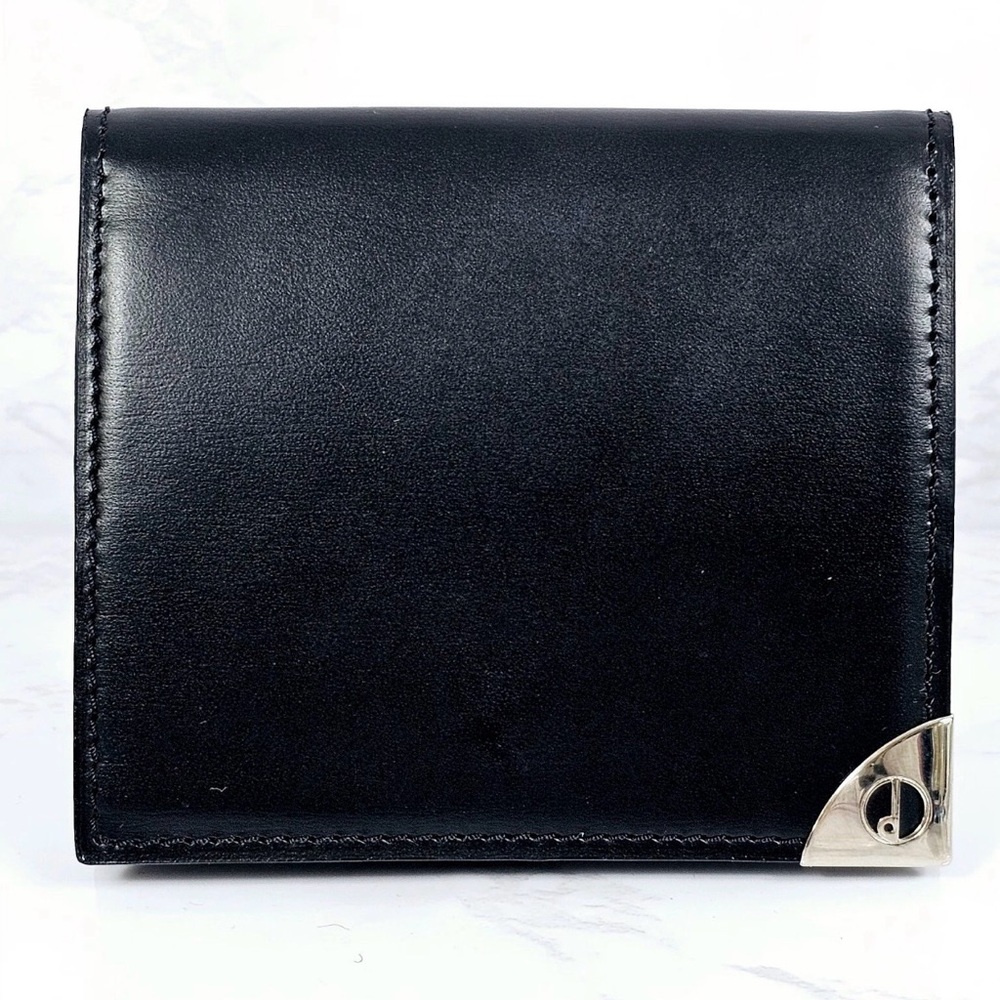 Dunhill Black Leather Wallet with Silver Accent